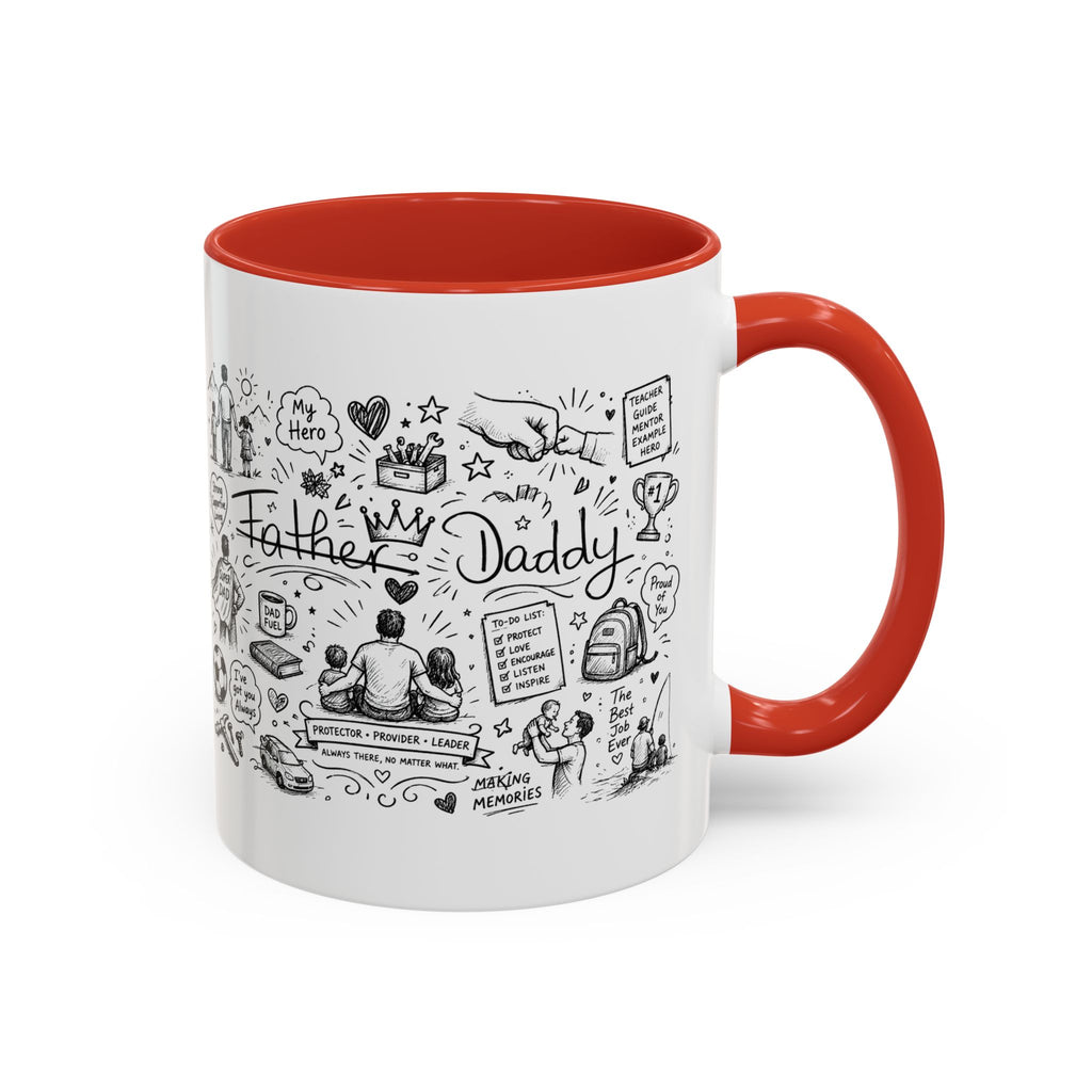 Father/Daddy Illustrated Memory Coffee Mug — Black Accent 11/15oz