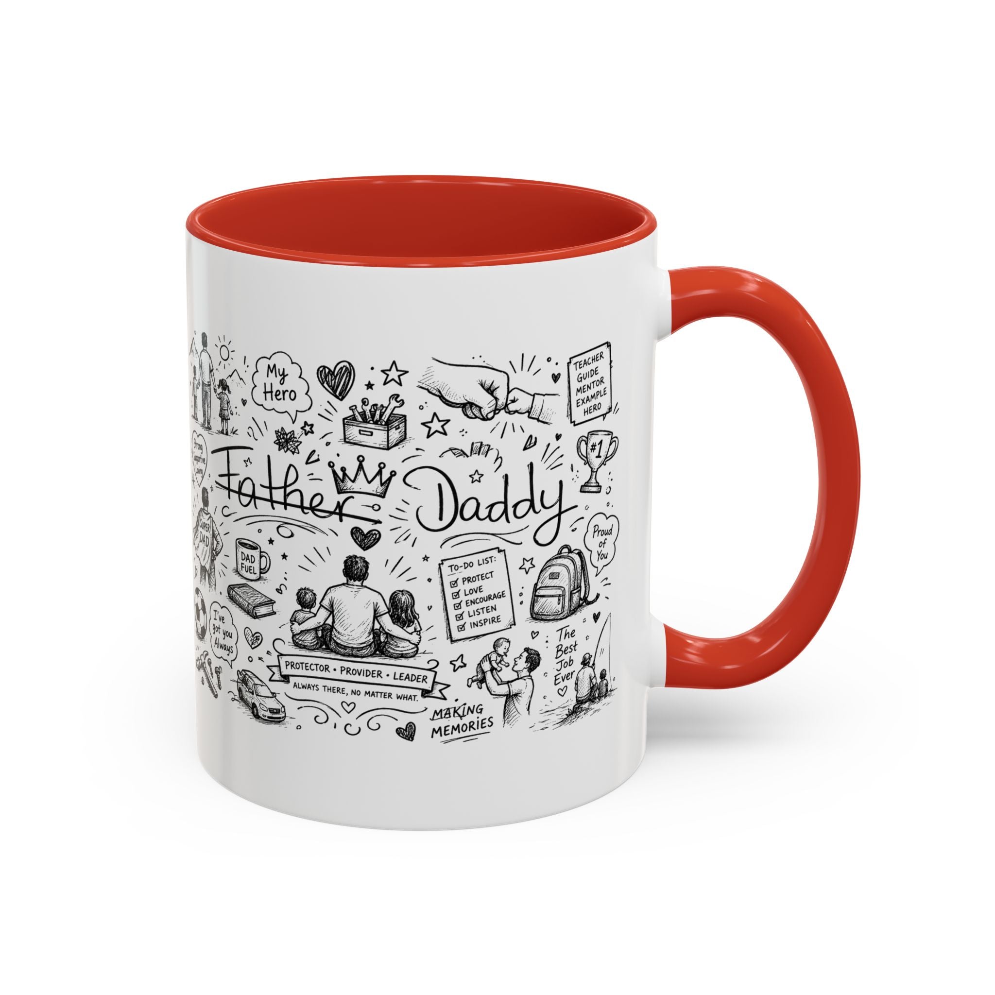 Father/Daddy Illustrated Memory Coffee Mug — Black Accent 11/15oz
