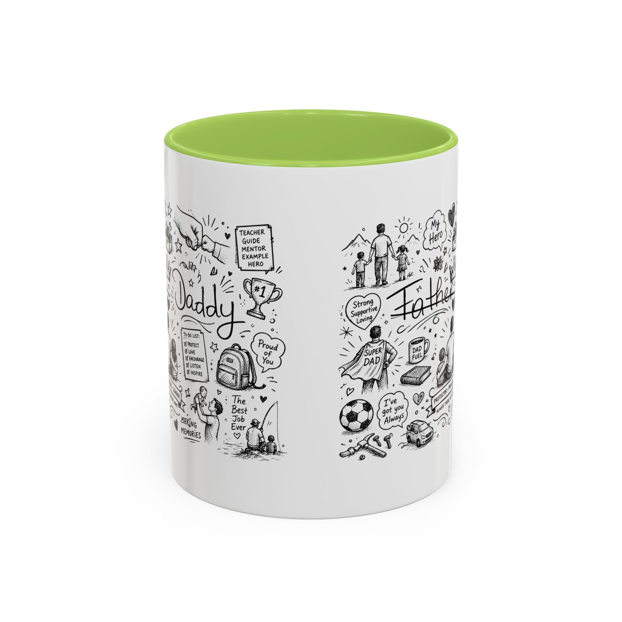 Father/Daddy Illustrated Memory Coffee Mug — Black Accent 11/15oz