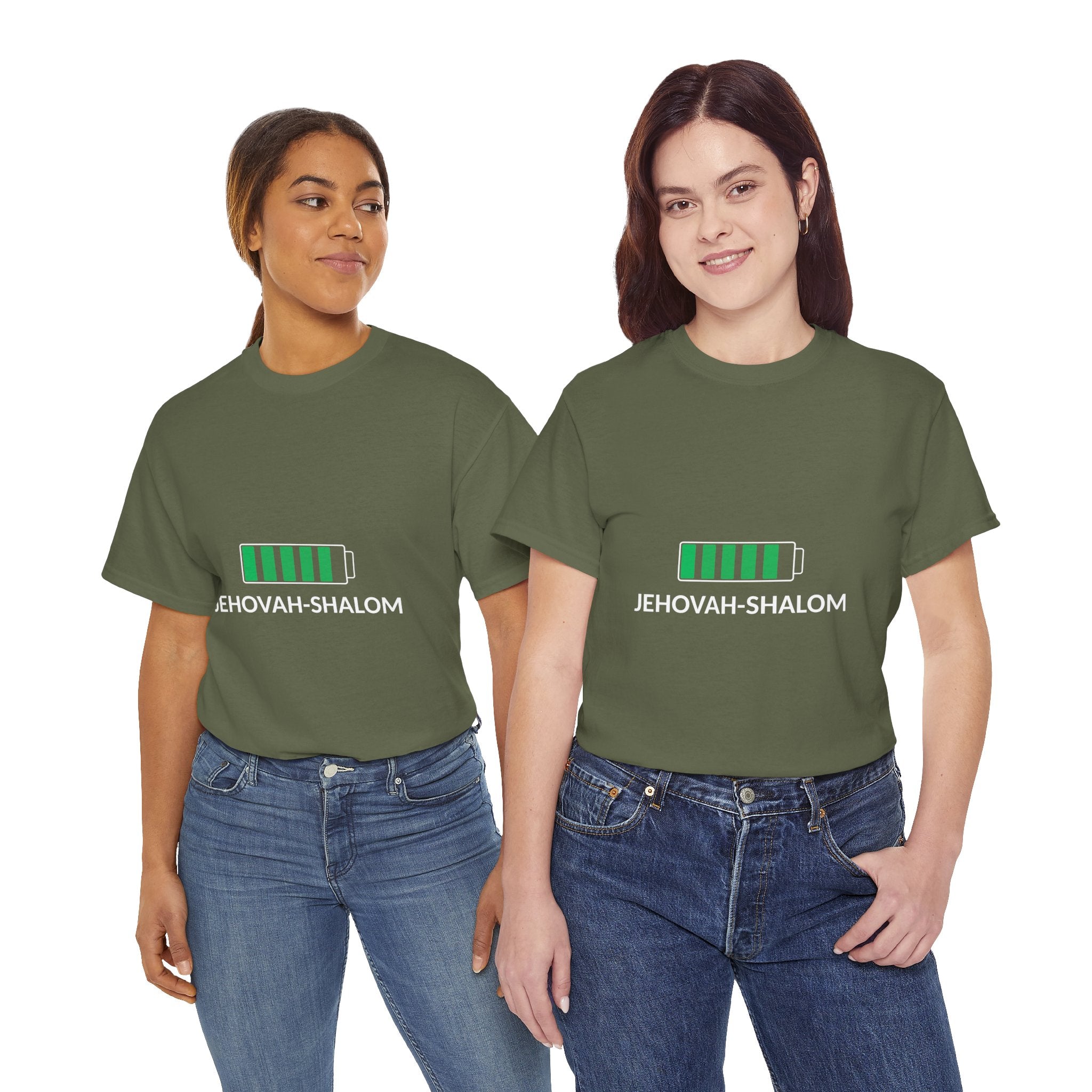 Jehovah-Shalom Battery Graphic Tee — Christian Faith Peace T-Shirt