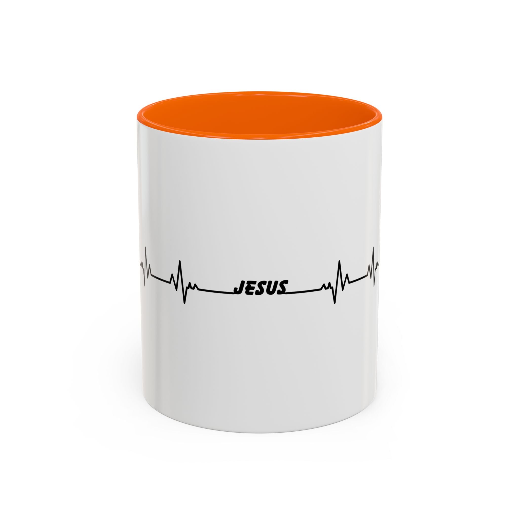 Jesus Heartbeat Accent Coffee Mug — Christian Faith Gift