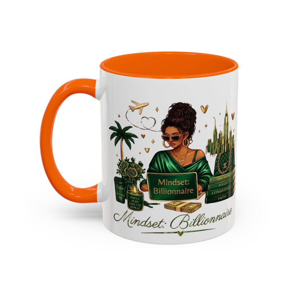 Mindset: Billionaire Accent Coffee Mug — Inspirational Black Woman Design