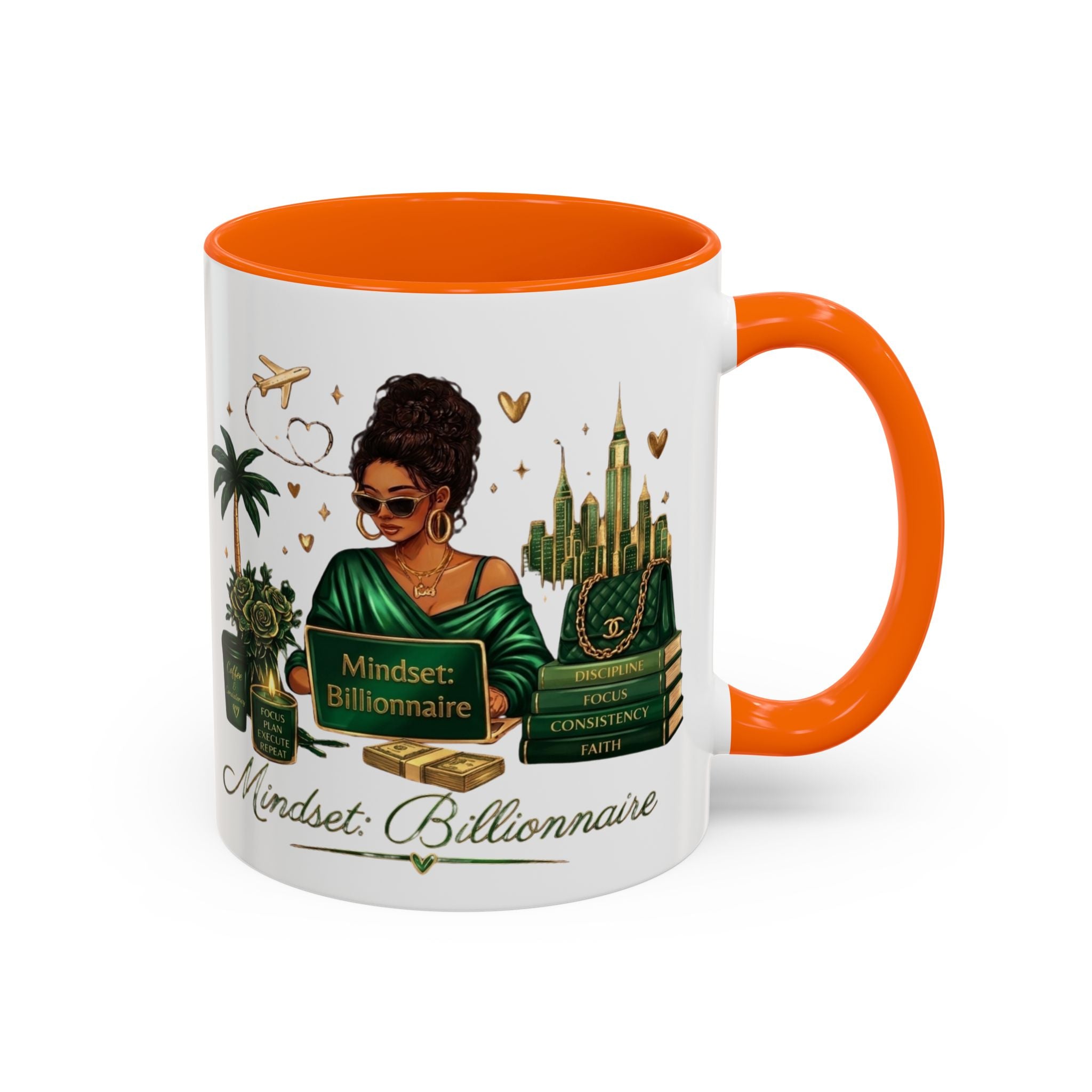 Mindset: Billionaire Accent Coffee Mug — Inspirational Black Woman Design