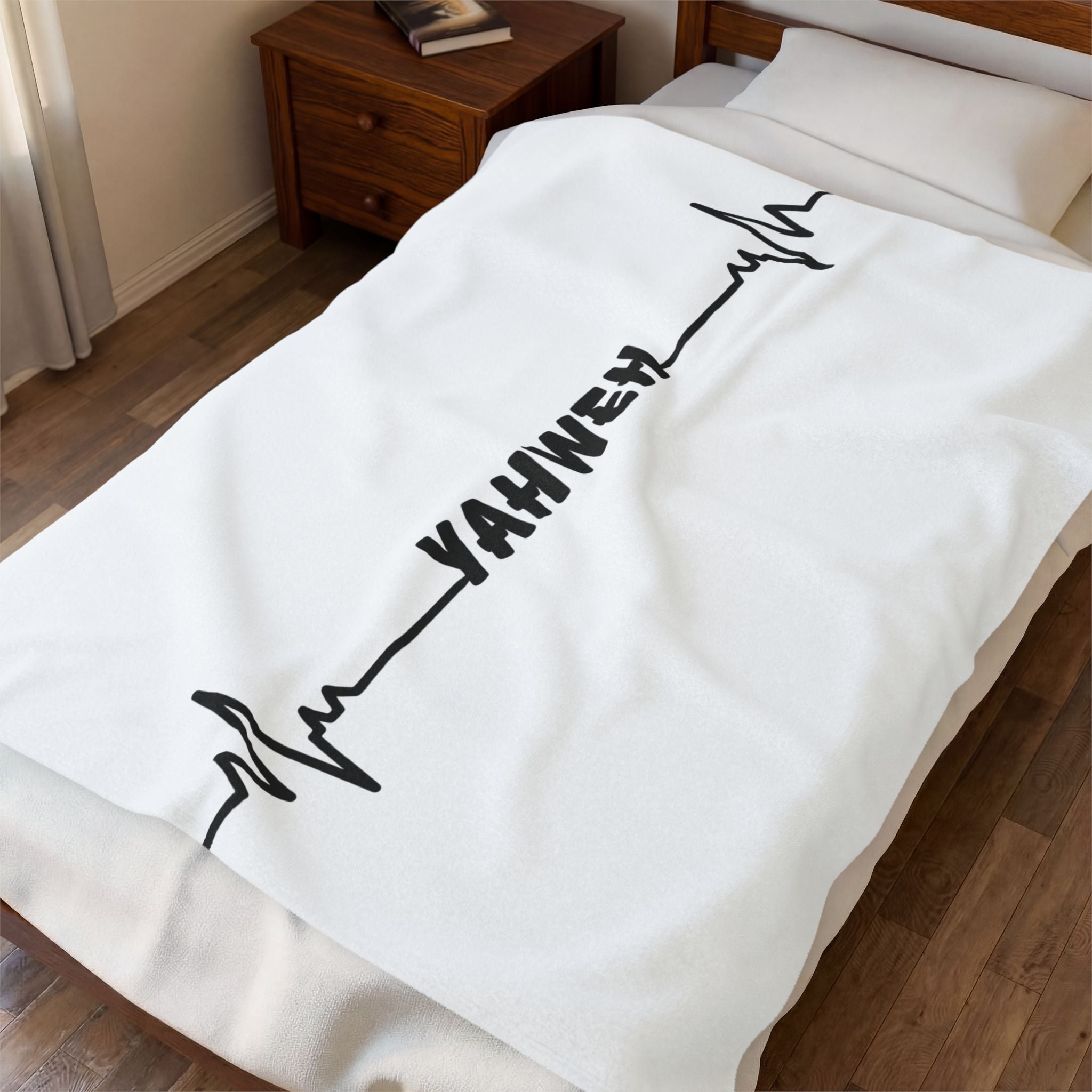 Yahweh Heartbeat Velveteen Plush Blanket — Religious Scripture Comfort Throw