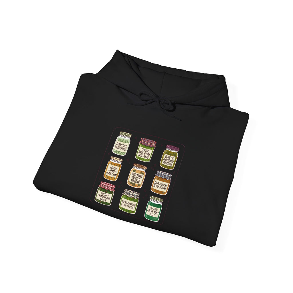Retro Jam Jar Grid Hoodie | Vintage Food Graphics, Nostalgic Diner Style