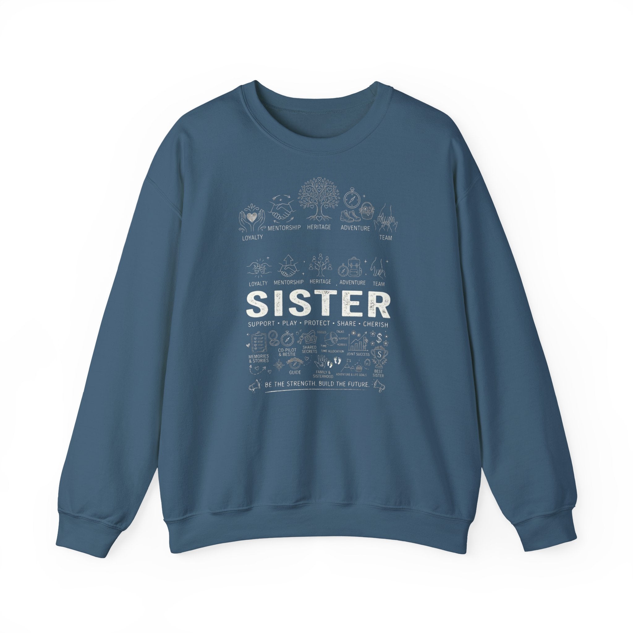 Crewneck Sweatshirt — "Sister" Illustrated Family Tree Design