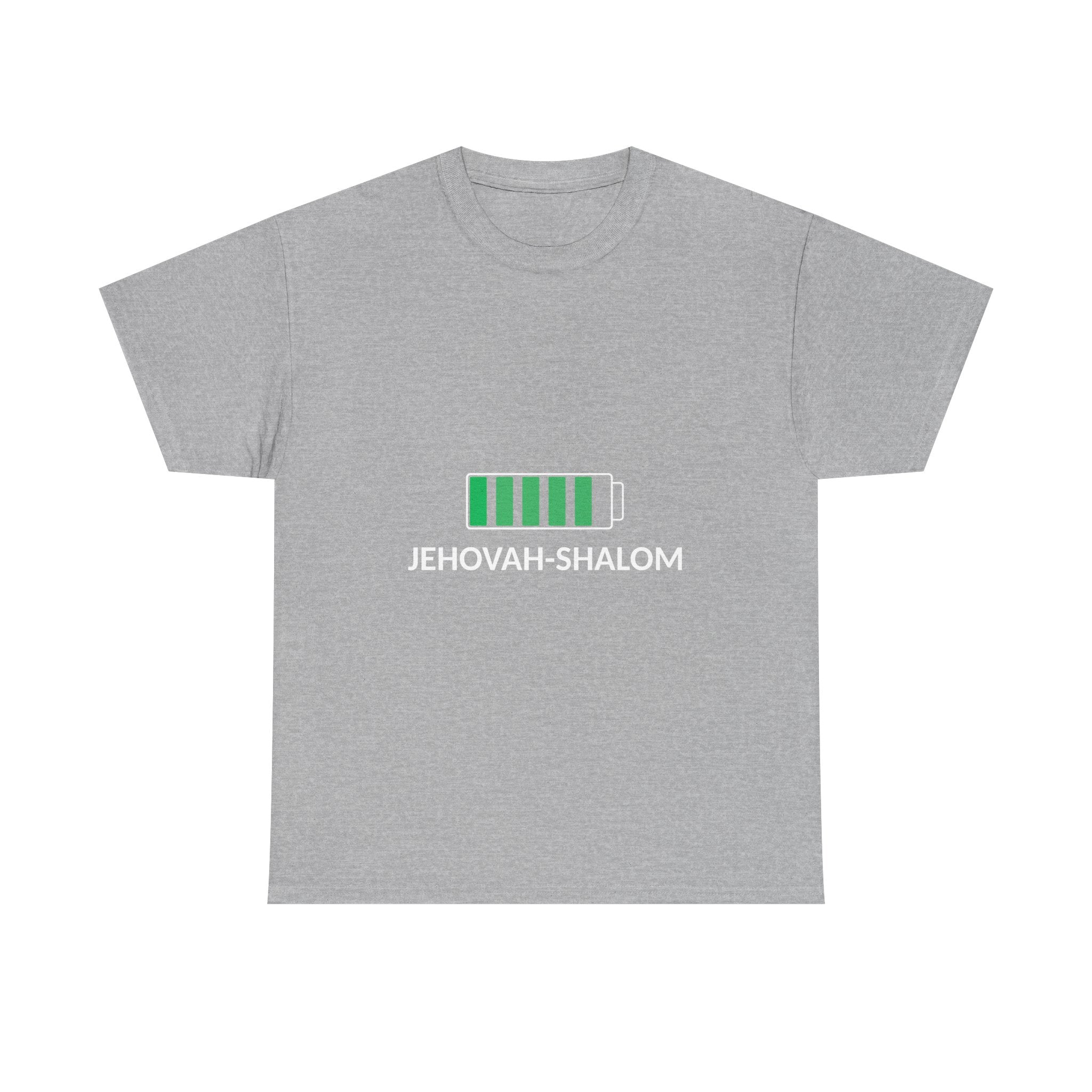 Jehovah-Shalom Battery Graphic Tee — Christian Faith Peace T-Shirt