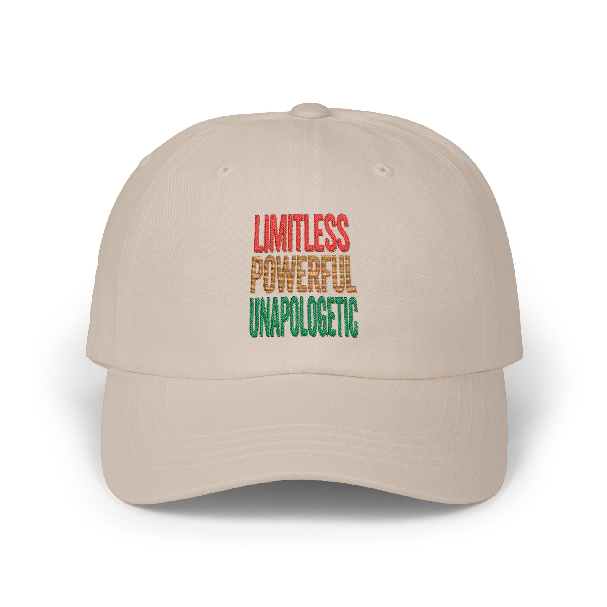 Dad Cap — "Limitless Powerful Unapologetic" Embroidered Inspirational Hat