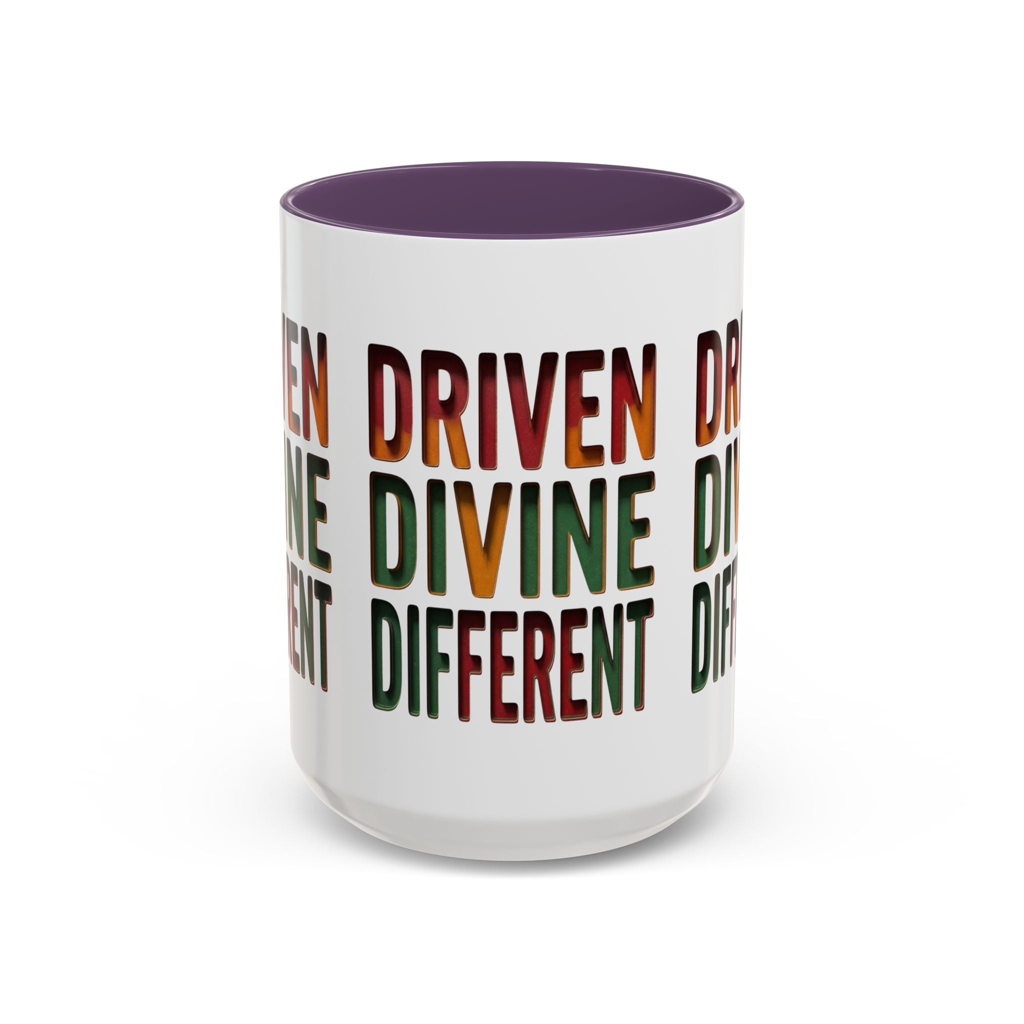 Driven Divine Different Accent Coffee Mug – Inspirational Rasta Color Typography (11/15oz)