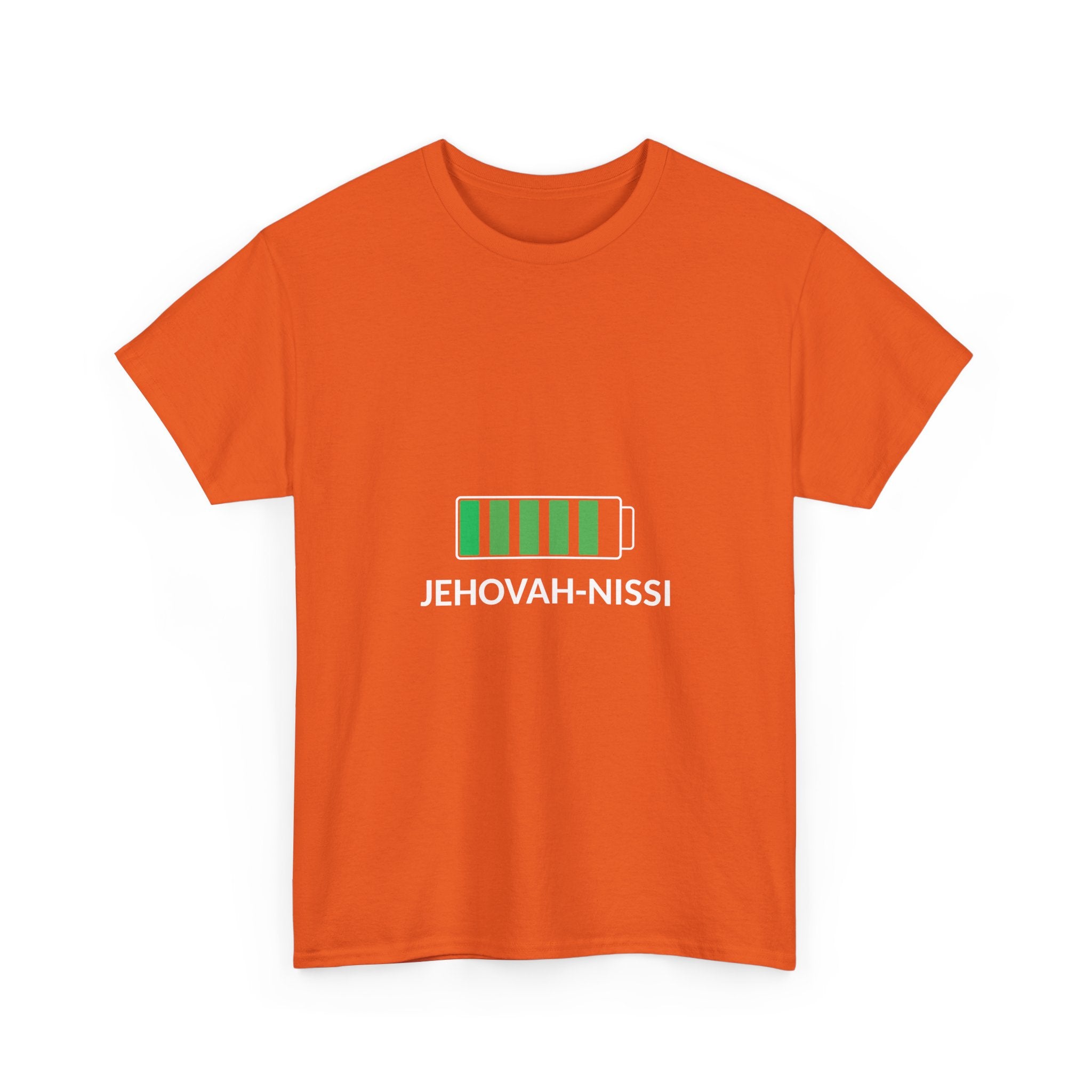 Jehovah-Nissi Battery Tee — Christian Faith Graphic T-Shirt
