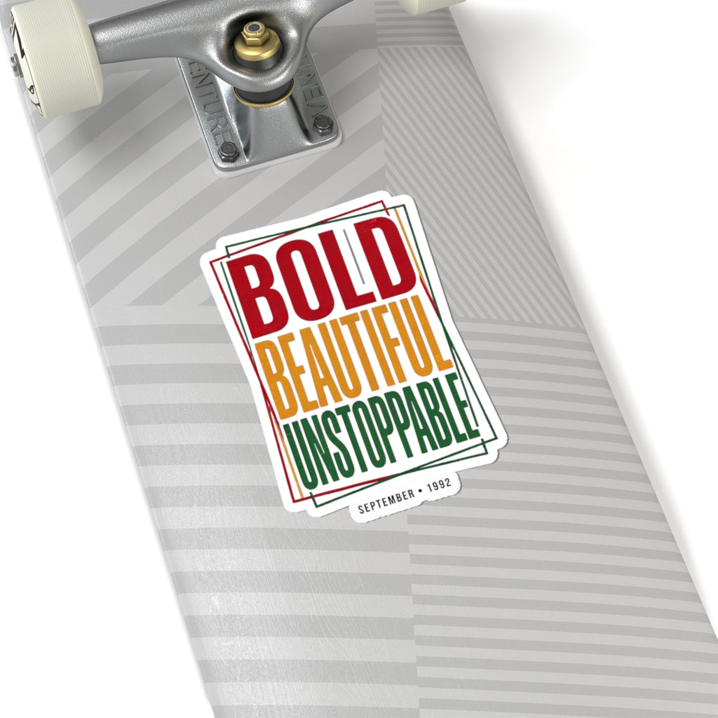 Bold Beautiful Unstoppable Sticker | Juneteenth Pan-African Colors, Freedom Message
