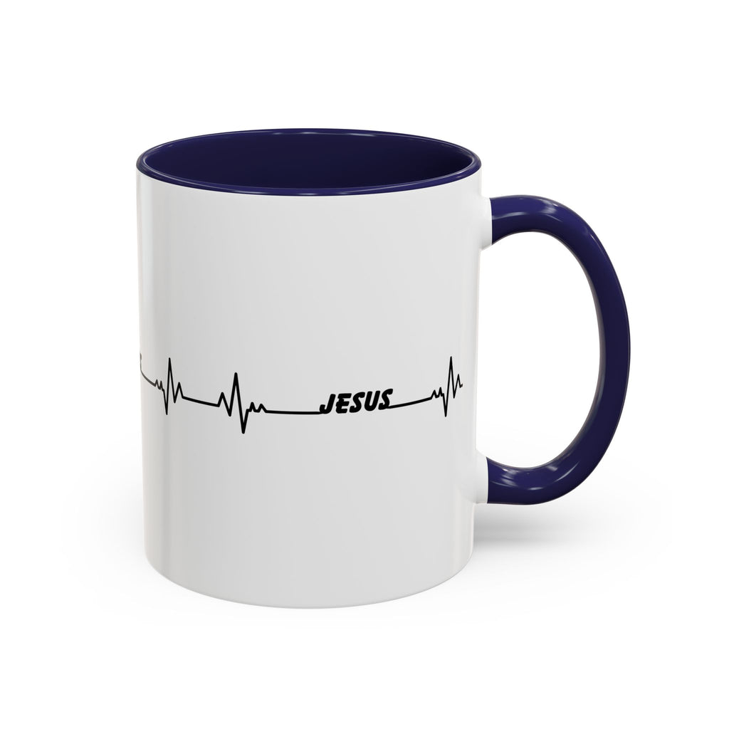 Jesus Heartbeat Accent Coffee Mug — Christian Faith Gift