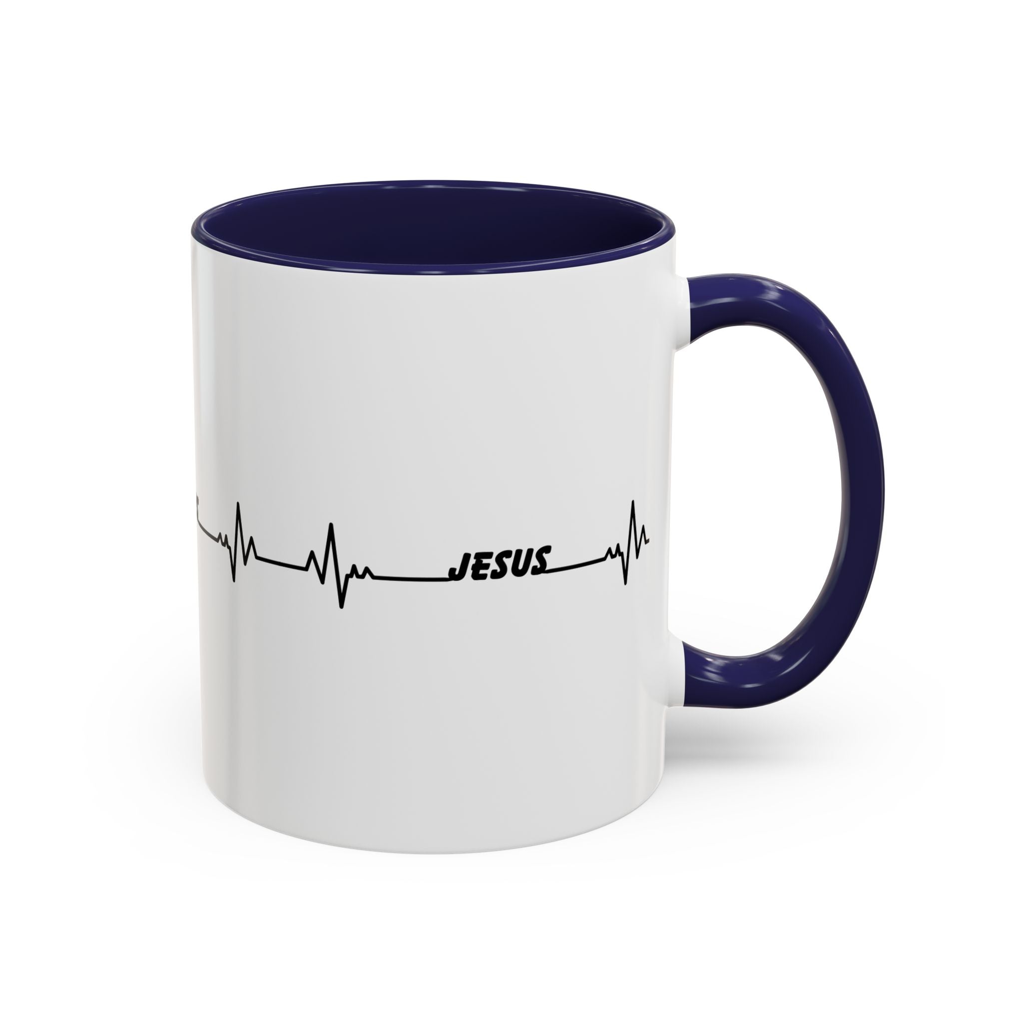 Jesus Heartbeat Accent Coffee Mug — Christian Faith Gift