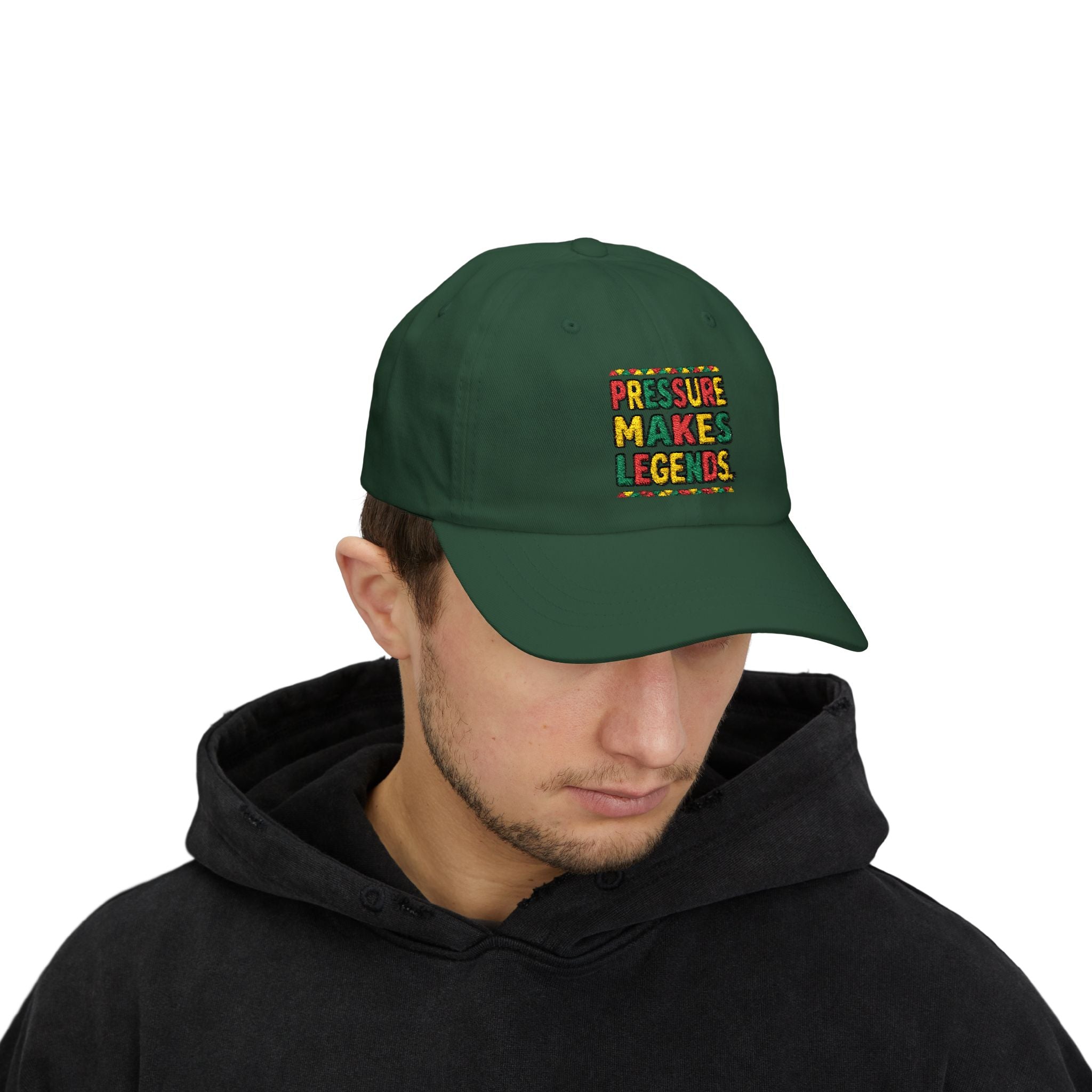Dad Cap — "Pressure Makes Legends" Colorful Embroidered Baseball Hat