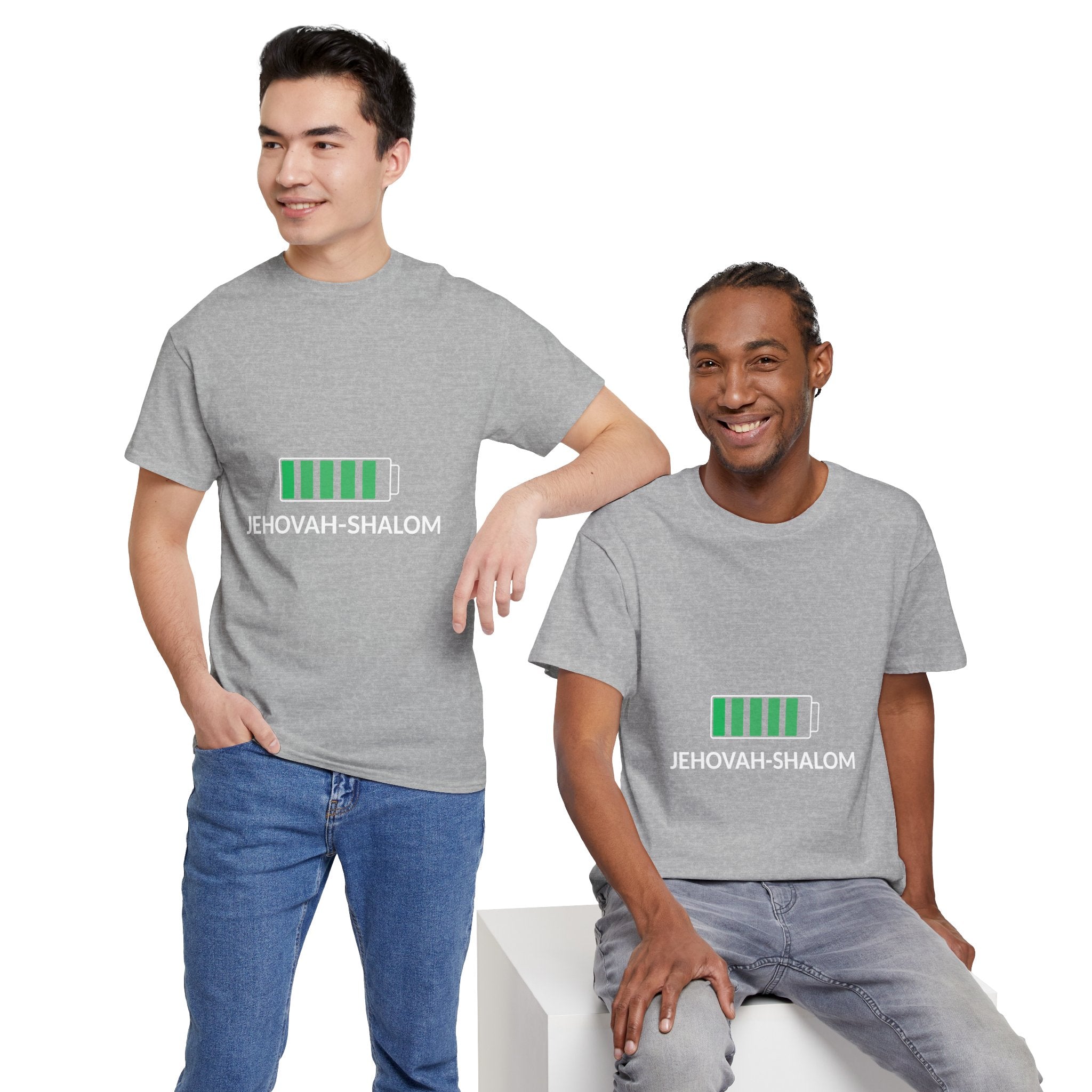 Jehovah-Shalom Battery Graphic Tee — Christian Faith Peace T-Shirt