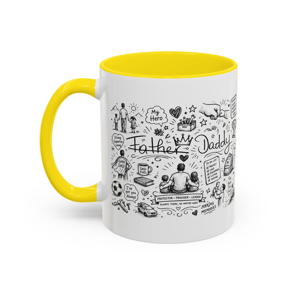 Father/Daddy Illustrated Memory Coffee Mug — Black Accent 11/15oz