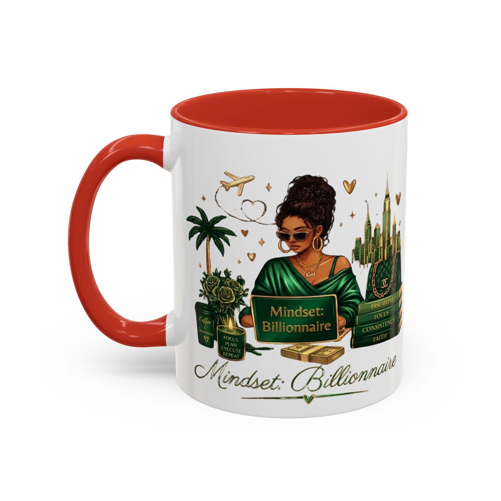 Mindset: Billionaire Accent Coffee Mug — Inspirational Black Woman Design