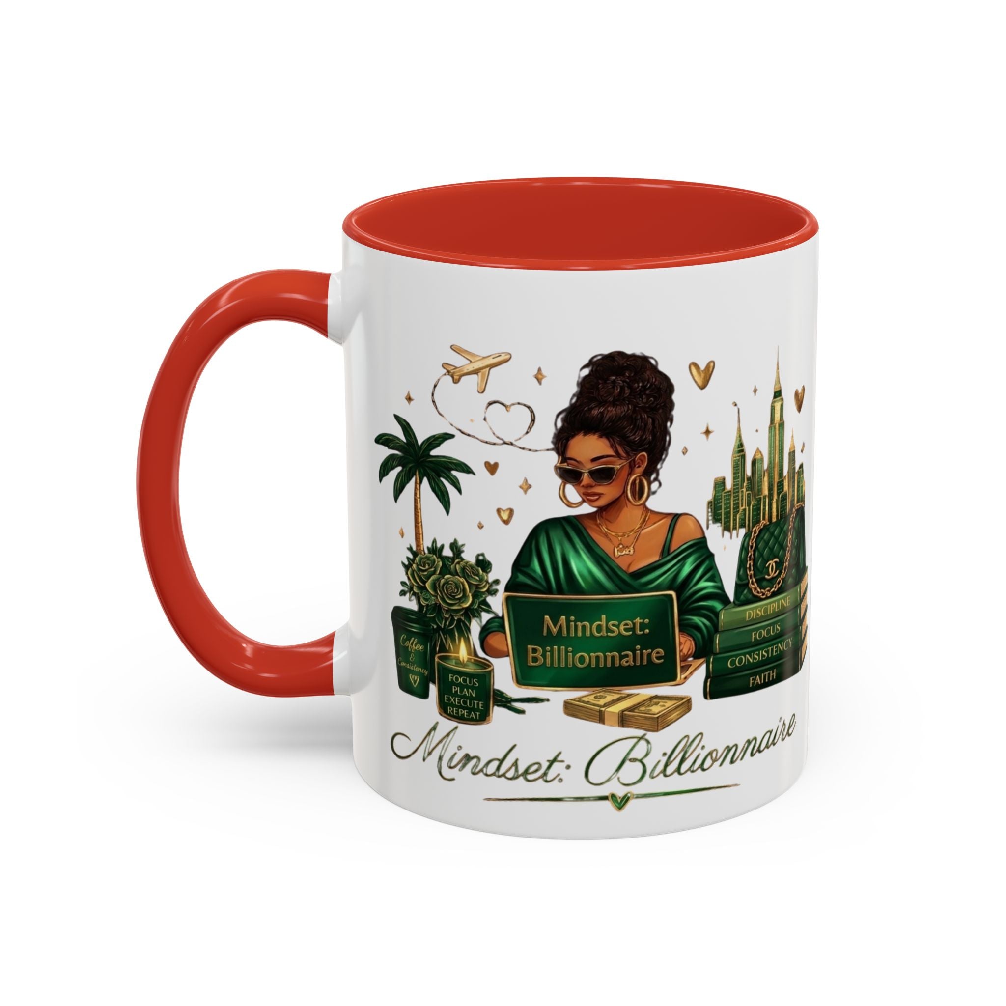Mindset: Billionaire Accent Coffee Mug — Inspirational Black Woman Design
