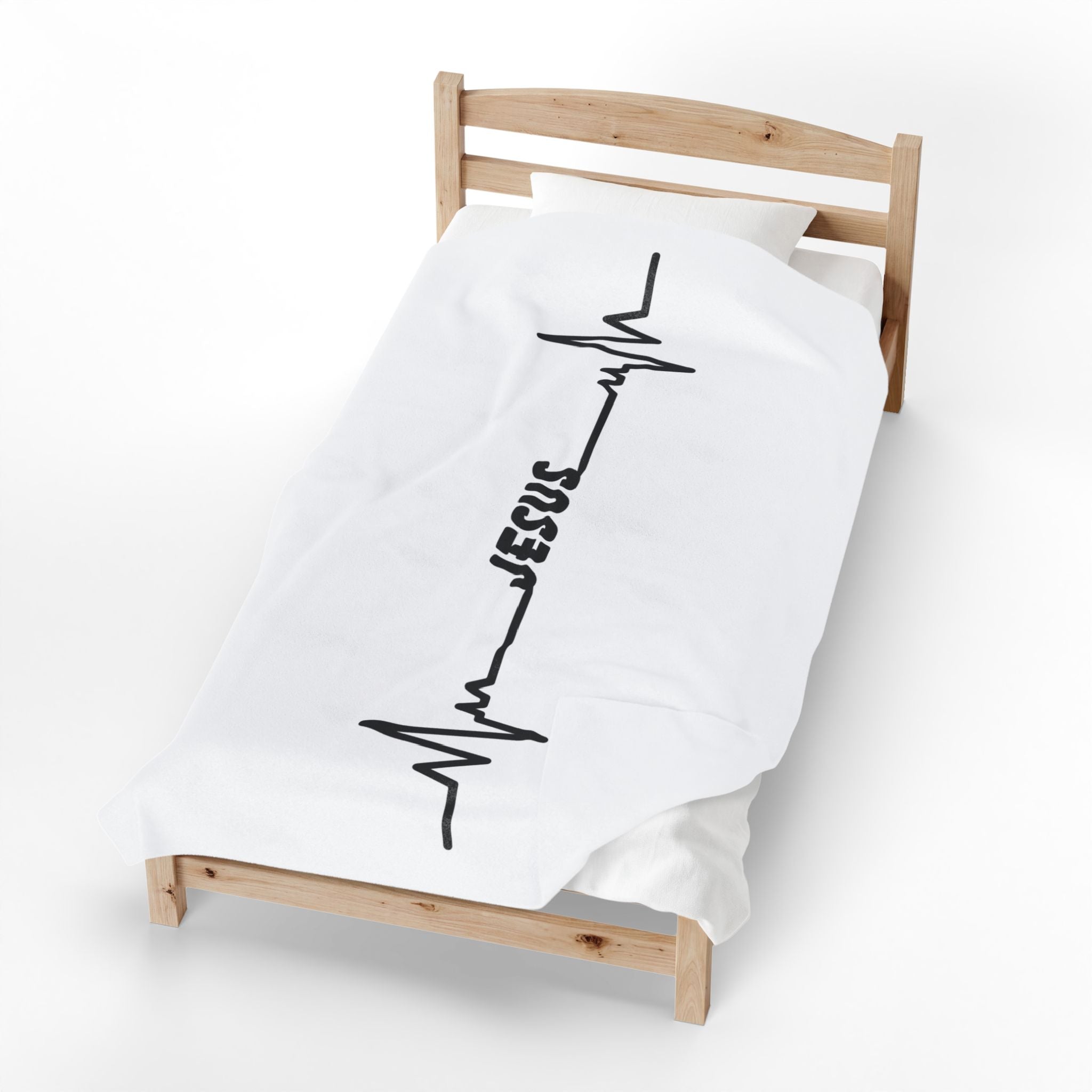 Velveteen Plush Blanket — Jesus Heartbeat Line Design (Faith Throw Blanket)