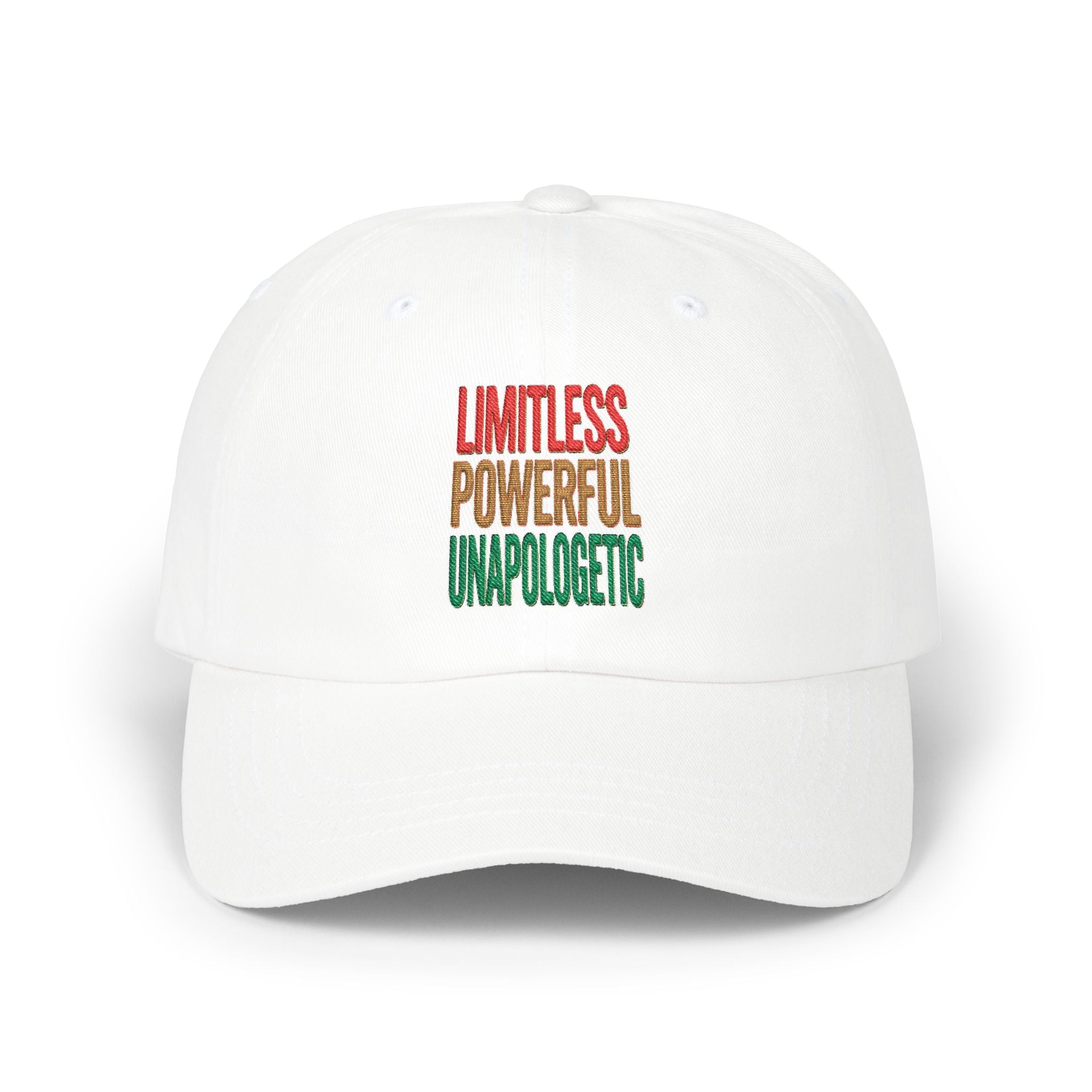 Dad Cap — "Limitless Powerful Unapologetic" Embroidered Inspirational Hat