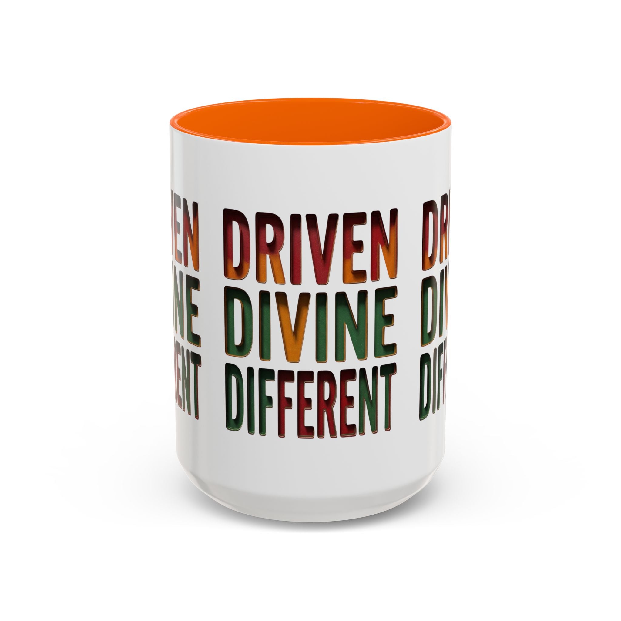 Driven Divine Different Accent Coffee Mug – Inspirational Rasta Color Typography (11/15oz)
